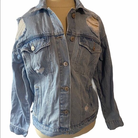 Women’s Forever 21 Distressed Jean Jacket • Medium - Picture 10 of 16